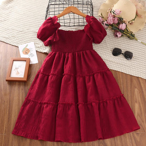 Girls' Short Sleeve Strapless Dress